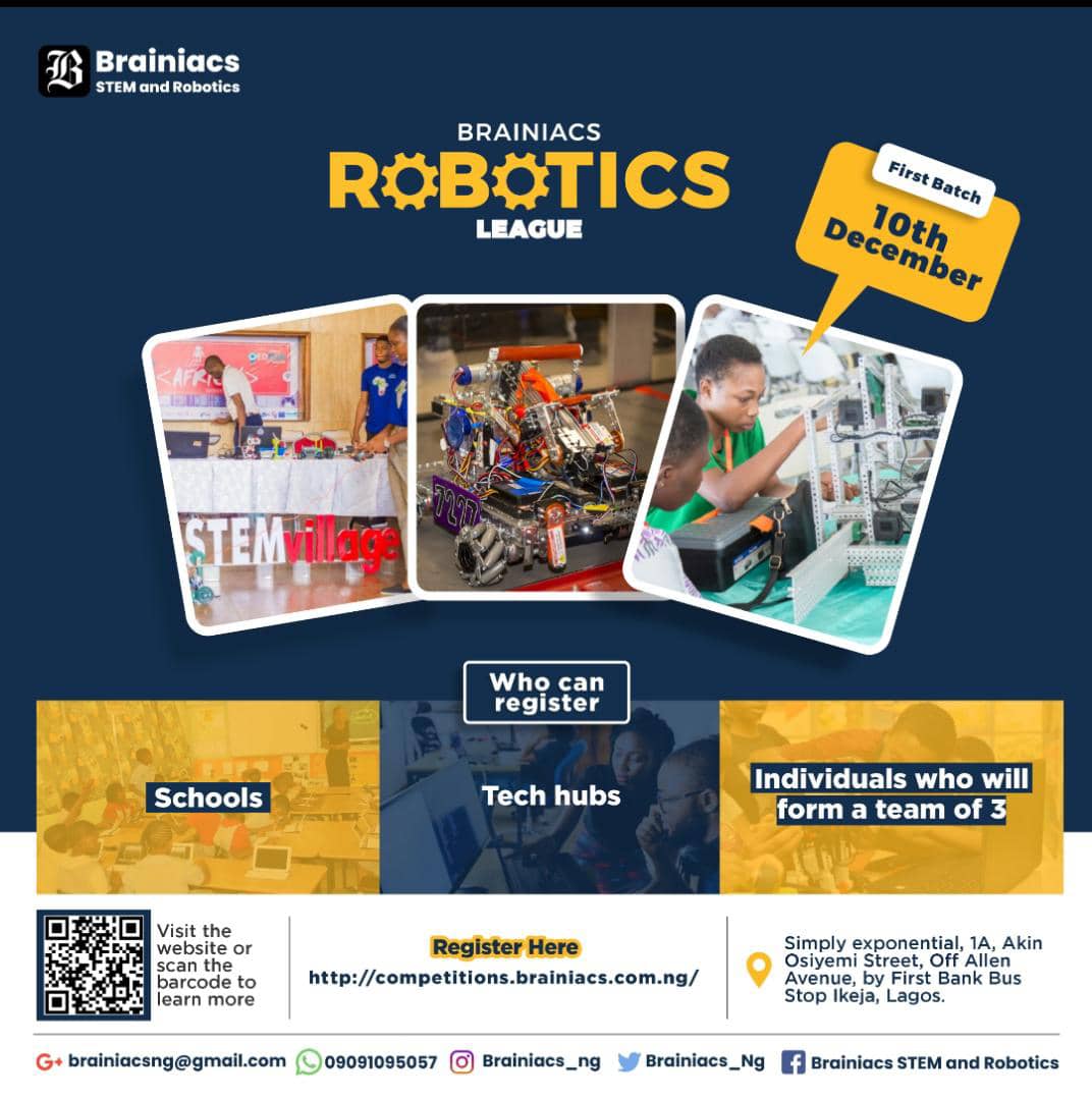 Brainiacs_Ng's tweet photo. Do you want to know why schools should participate in the amazing competition coming soon?
Here are some reasons why schools need to participate.
https://t.co/5AyBguhWFP
#stemeducation #techkids #edtech #robotics #coding #technology #techchampions #roboticssolutions https://t.co/JLX1o1ogCl