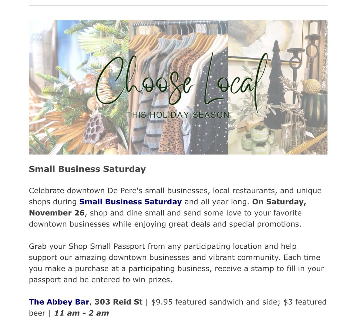 #shoplocal #SmallBusiness #SmallBusinessSaturday <a href="/TheAbbeyBar/">The Abbey Bar</a>