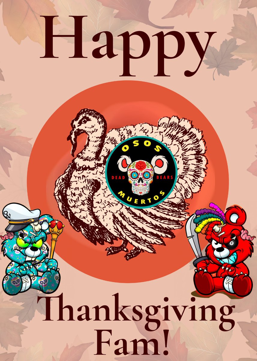 Osos_Muertos's tweet photo. Here’s to Enjoying the Company of Friends and Family.
Wishing you a Happy #Thanksgiving
#NFT #web3 #DeadBears #Thankful https://t.co/pmnWcHpClX
