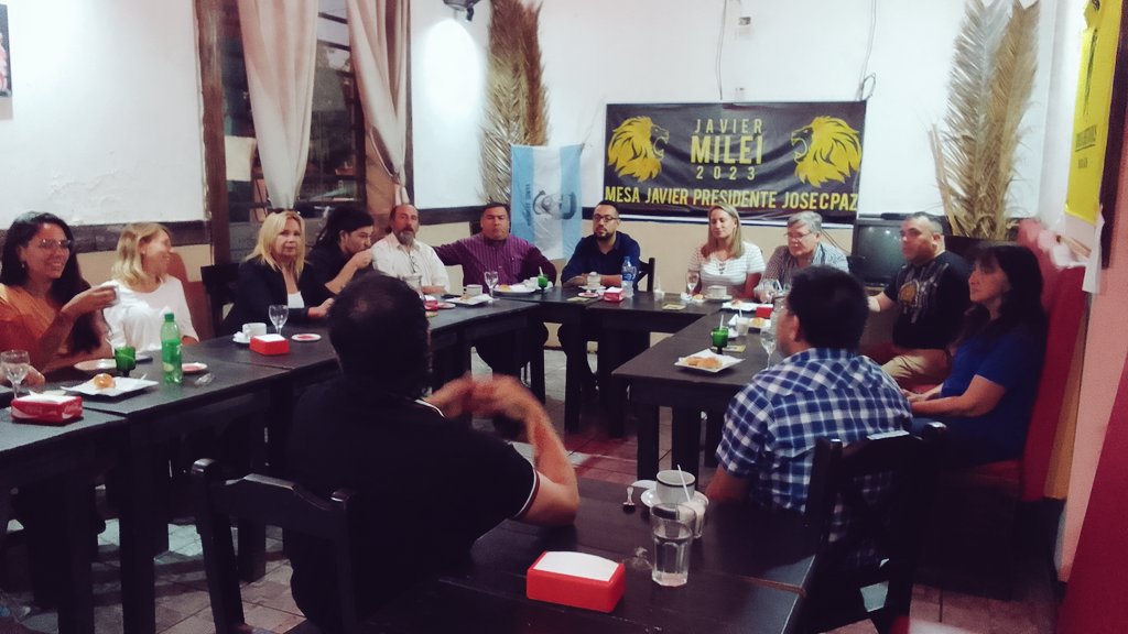 Milei2023JCP's tweet photo. Presentación Mesa @JMilei presidente 2023 José C. Paz.dimos el punta pie inicial en nuestro distrito levantando la bandera de Milei presidente. PD,UXT,Somos Libertarios, PL,ARF,La 13 de Julio. @SebaPareja @CarlosKikuchi @GuilleMcL1 @unionportodosok @PDBairesAr https://t.co/eEvRpXrAqC