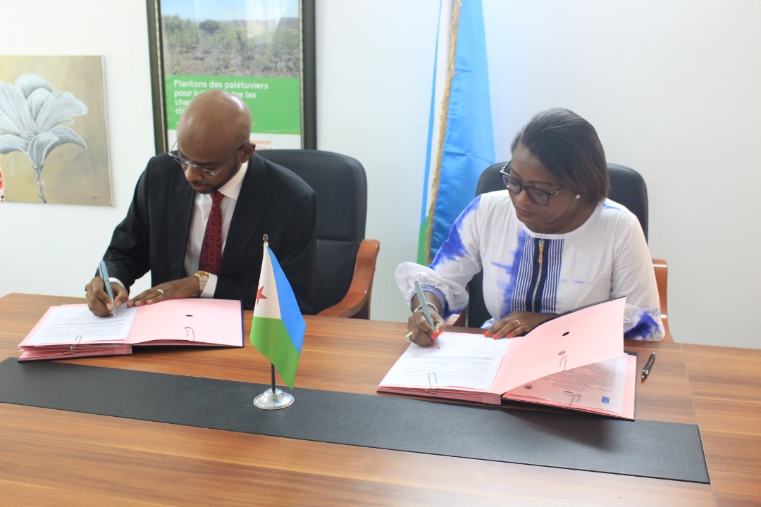 PNUDDjibouti's tweet image. 🇩🇯As part of the #MinigridsForAfrica Programme funded by @theGEF, @EmmaAnoh, Resident representative of @PNUDDjibouti has signed yesterday an agreement with HE Mohamed Abdoulkader Moussa Helem, Minister of Environment and Sustainable Development.
#MEDD
#PartnershipForTheGoals