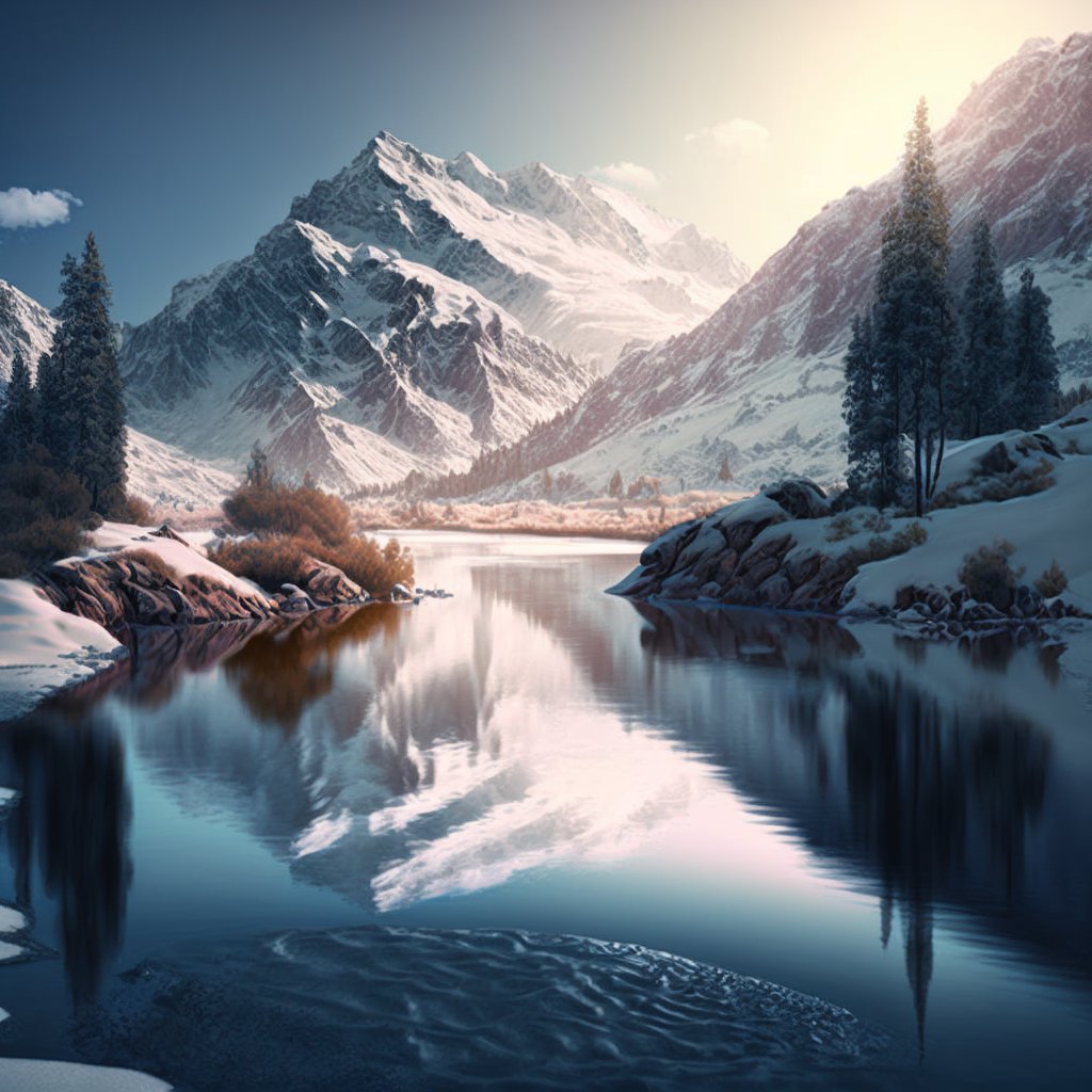 PicturesBeyond's tweet photo. Snowy mountain with a river nearside 😊

#snow #mountain #aiart #midjourney #midjourneyart #river https://t.co/PWXb4YSat2