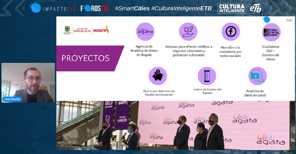ImpactoTIC's tweet photo. En la ciudad se ha avanzado con proyectos basados en analítica de datos. @agatadata es un ejemplo del uso adecuado de los datos en Bogotá. 

Estamos en el #ForosTIC sobre #CiudadesInteligentes #CulturaInteligenteETB >> https://t.co/EH4FktiFQH https://t.co/OfDLsc6A3O