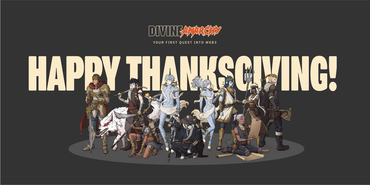 divineanarchy's tweet photo. We wish you a Happy Thanksgiving! 🎉 
Enjoy your time with friends &amp; family!
#DivineAnarchy https://t.co/AhCZVAoMoE