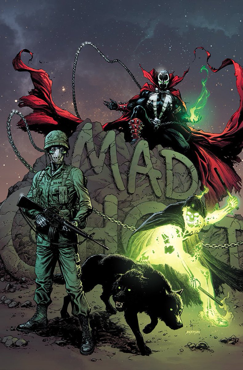 bdanderson13's tweet photo. Geoff Johns &amp; @1moreGaryFrank Junk Yard Joe 3 cover by Gary and I. Featuring…Spawn!!! Along side Joe, Geiger and, your favourite, mutant, two headed dog, Barney. 😀. Out in December. @ImageComics  #madghost https://t.co/Y2VIUipt5J