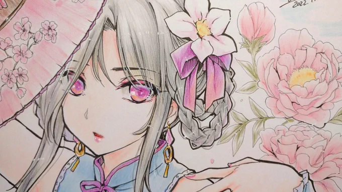セクシー中国娘(オリジナル)の直筆色紙 