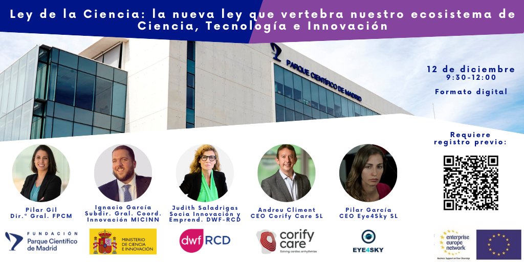 FPCM (@pcmmadrid) on Twitter photo Jornada sobre la Ley de la Ciencia, la nueva ley que vertebra nuestro ecosistema de #Ciencia, #Tecnología e #Innovación, con <a href="/CienciaGob/">Ministerio de Ciencia, Innovación y Universidades</a>, @DWFRCD, <a href="/corifyAF/">Corify Care</a> y #eye4sky.
📅Lunes 12/12
🕙9:30-12:00
Registro previo aquí:
fpcm.es/eventos/ley-de…
#EENcanhelp
#LosParquesAportan Jornada sobre la Ley de la Ciencia, la nueva ley que vertebra nuestro ecosistema de #Ciencia, #Tecnología e #Innovación, con <a href="/CienciaGob/">Ministerio de Ciencia, Innovación y Universidades</a>, @DWFRCD, <a href="/corifyAF/">Corify Care</a> y #eye4sky.
📅Lunes 12/12
🕙9:30-12:00
Registro previo aquí:
fpcm.es/eventos/ley-de…
#EENcanhelp
#LosParquesAportan