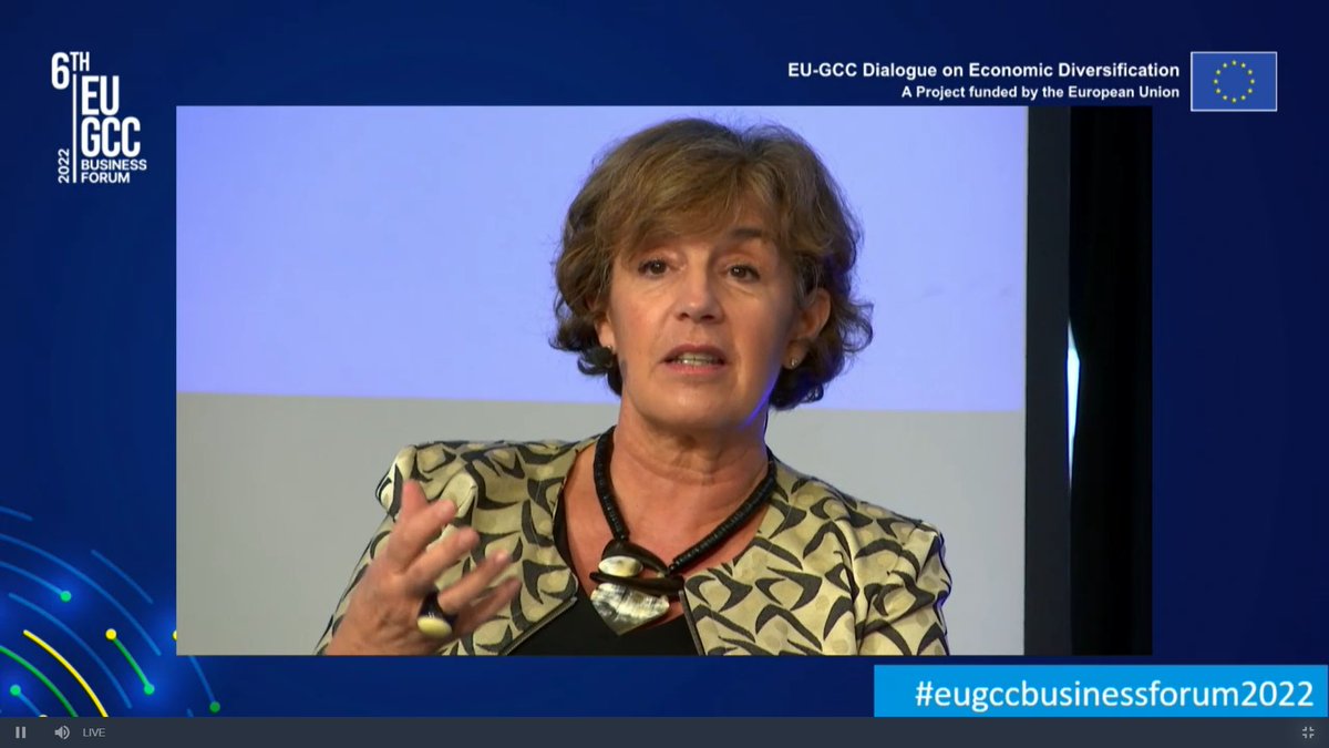 DialogueEu's tweet photo. 💚A special thanks 2 our wonderful moderator @RansonF who brought up 💡 ❓2 our panelists on 🔥 topics - #Industry5.0, #education & #workfore in digital age, #smartcities, #sustainable #tourism & #supplychain, addressing new norms & challenges post #Covid19 @6th EU-GCC biz forum https://t.co/S4PPRU5xTY