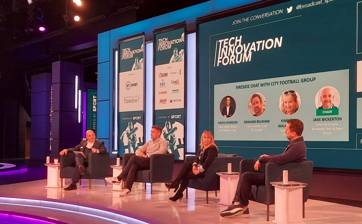 broadcast_sport's tweet photo. "You're seeing these guys as human beings, you're seeing everyone on the pitch but it's off the pitch that the fans love as well" City Football Group's Gavin Johnson on @ManCity's aims with in-house content #TechInnovationForum #broadcast #D2C https://t.co/xTr3MBUrvf