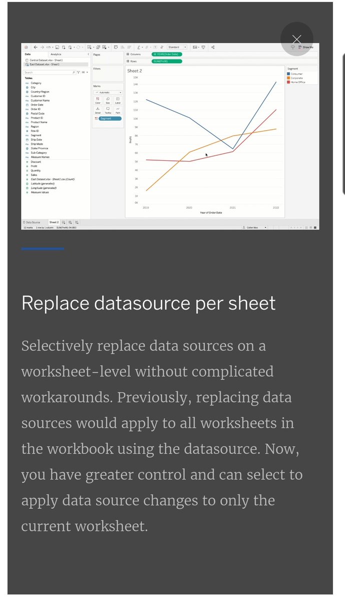 drFrances_okolo's tweet photo. Image roll looks like fun but replacing data source per sheet will be quite useful too. Looking forward to this one...
#Tableau #ComingSoon #Datfam https://t.co/PI5USuHjTL