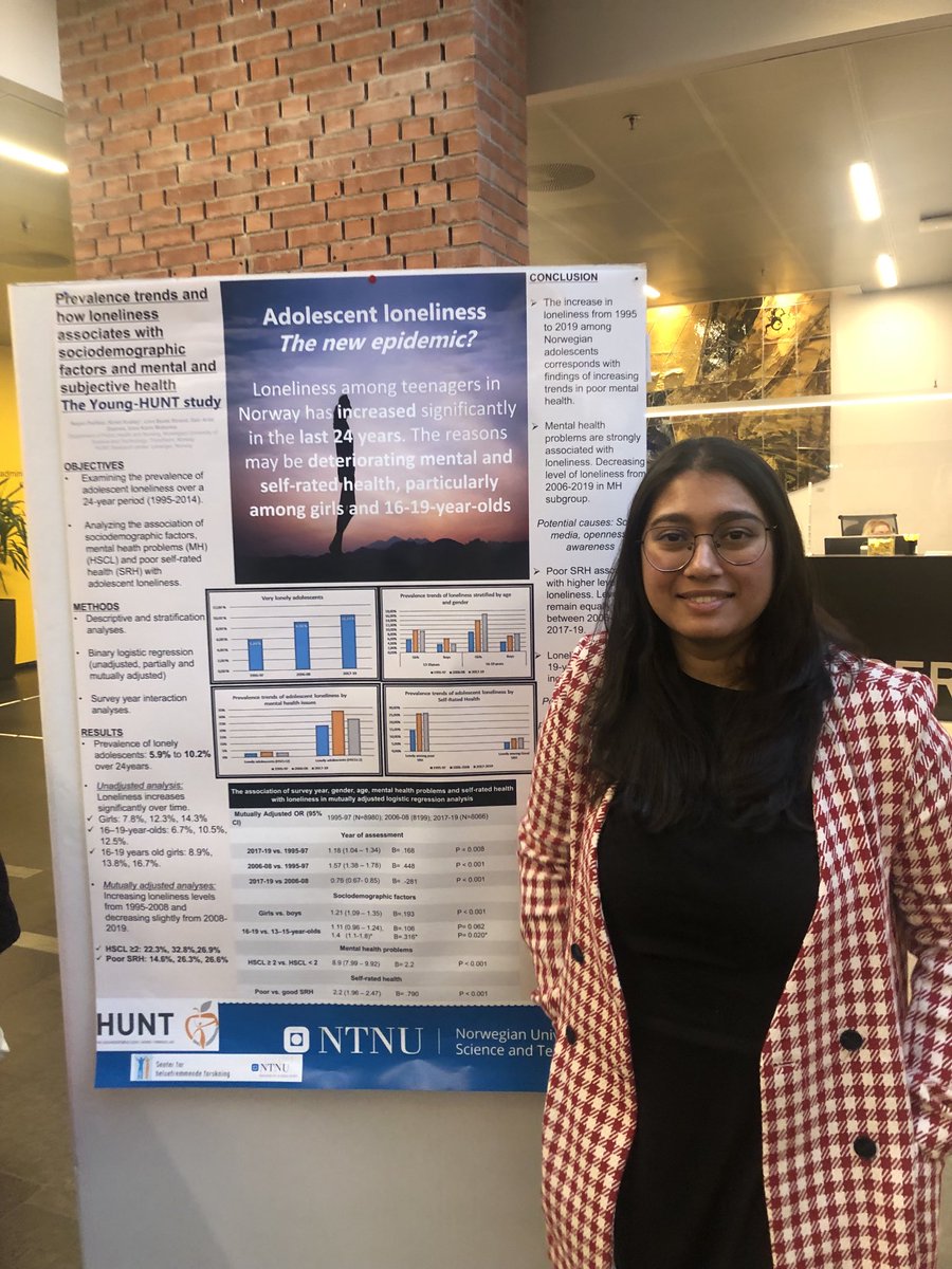 Interesting study on adolescent loneliness in Norway showcased by Nayan Parlikar ⁦<a href="/NRSGlobalHealth/">Global Health Research School</a>⁩ poster session