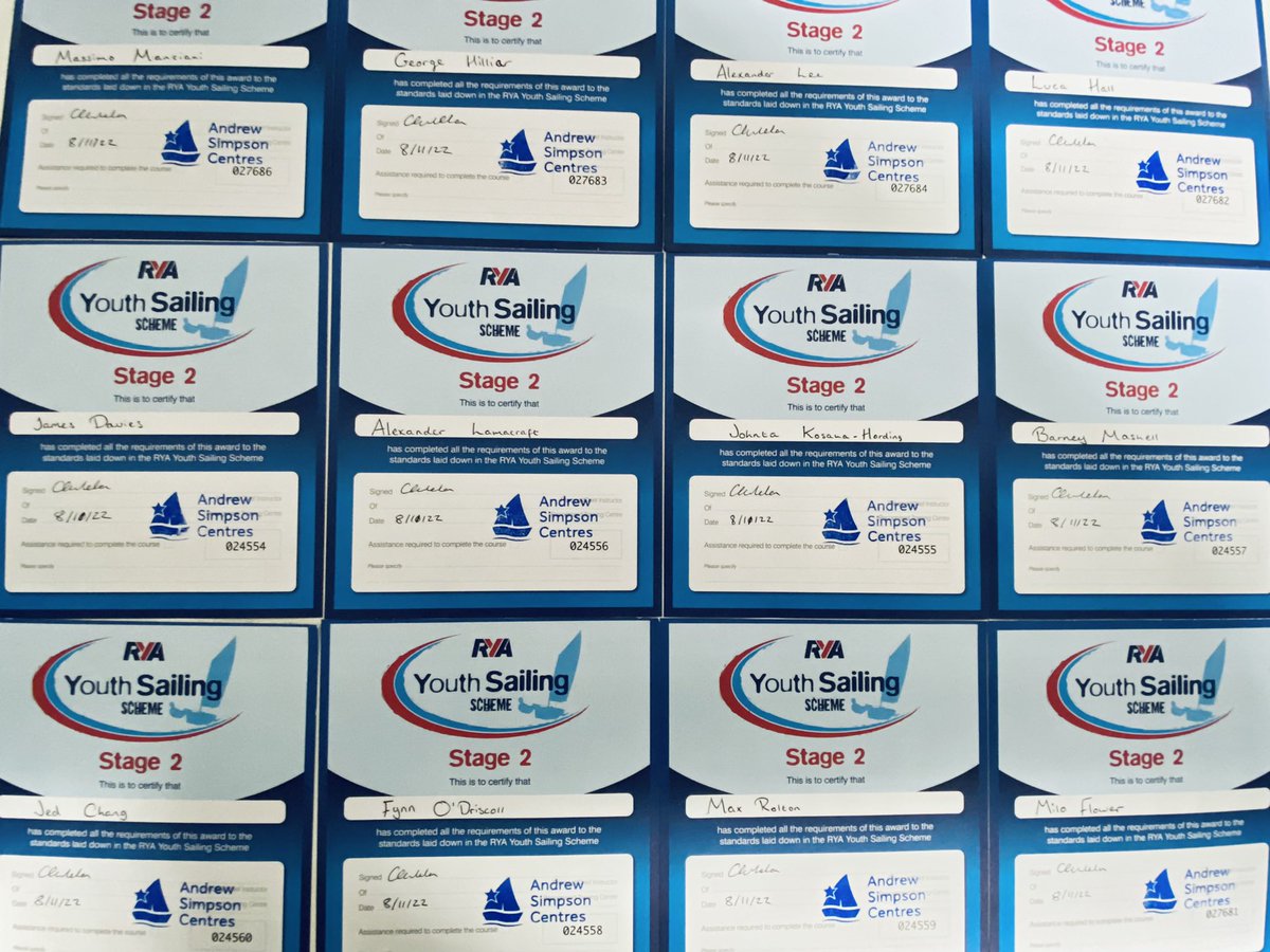 AdventuresAtRBC's tweet photo. Really looking forward to presenting these Stage 2 Youth Sailing Scheme certificates to our Year 8 Ad Ed Sailing Squad. Steady progress towards Instructor status is the name of the game! Well done! https://t.co/6oxslegbcE