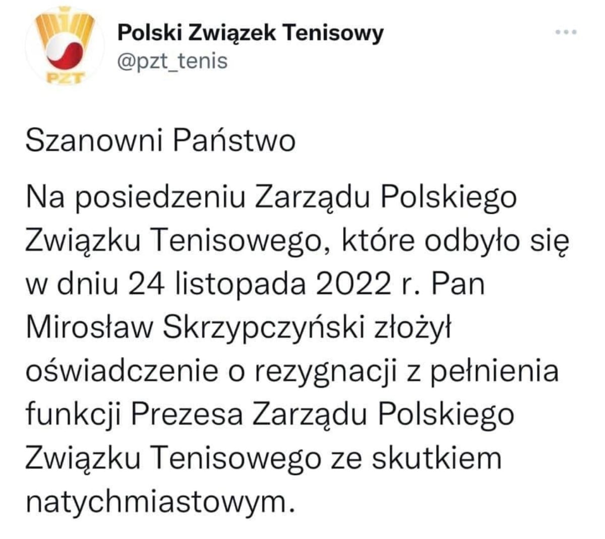 Presja ma sens. Mirosław Skrzypczyński złożył rezygnację z funkcji prezesa PZT. Mamy nadzieję, że to początek pełnego wyjaśnienia tej sprawy i debaty nt. przemocy w sporcie! Dziękujemy pokrzywdzonym kobietom za odwagę, ujawnienie jego czynów i za dawanie siły innym kobietom!