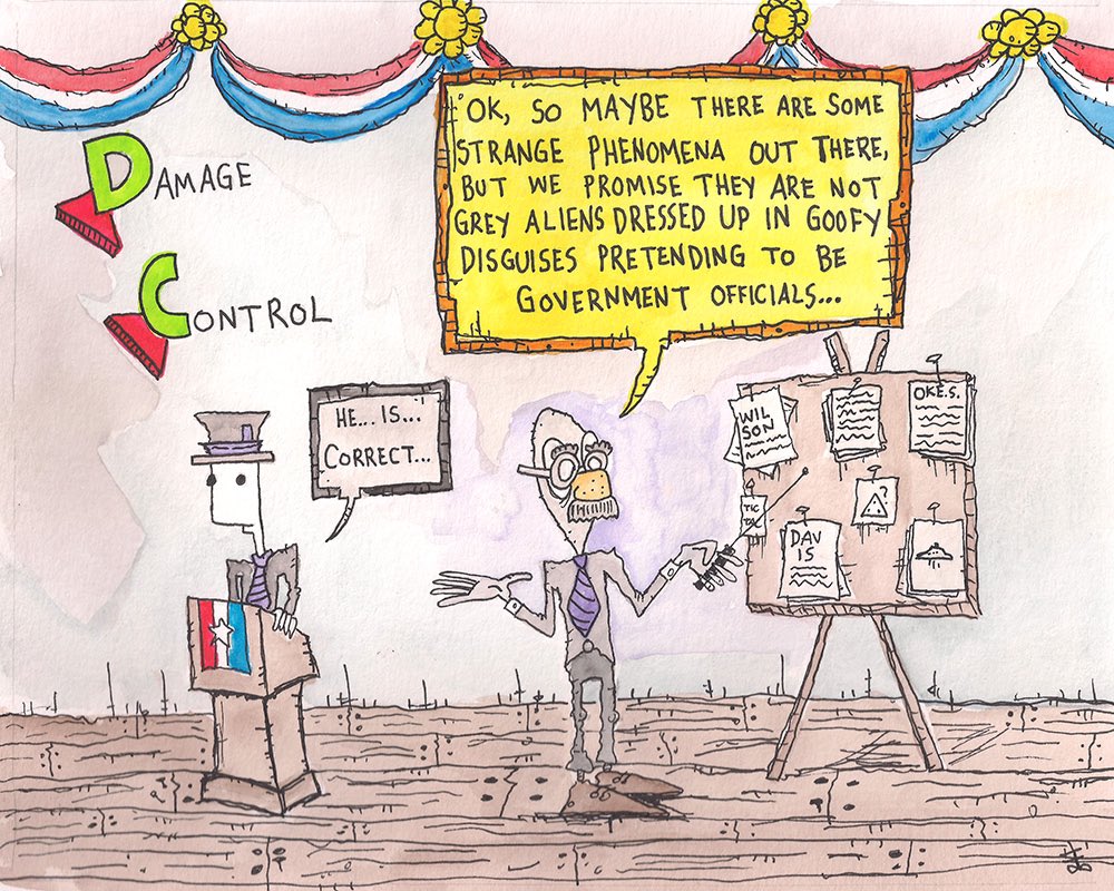 fylth1's tweet photo. Damage Control.
#Alien #Art #Cartoon #Drawing #OkesNotes #Paint #SpacedOutRadio #UAP #UFO #Watercolour #WilsonDocuments https://t.co/ZSjoZWCBk7