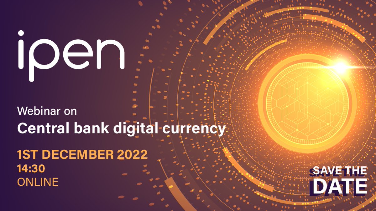 ❗️1st December, 14:30 
#Ipen Webinar on Central bank digital currency
Check the agenda &amp; join the discussion on state of the art of available design options in the field of transaction validation, auditability and monitoring for privacy-enhancing solutions
europa.eu/!kGHyVc
