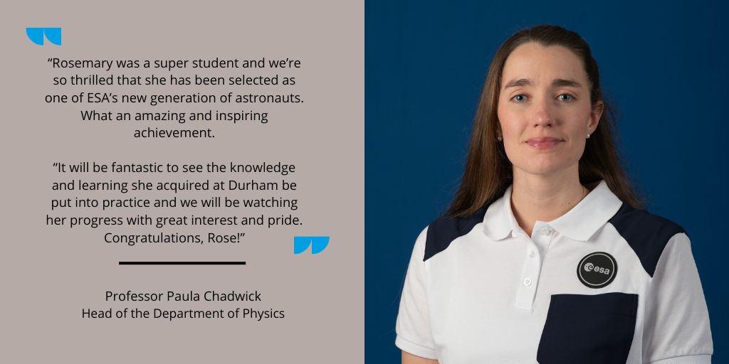 Huge congratulations to <a href="/DurhamPhysics/">Durham Physics</a> graduate Dr Rosemary Coogan who has been selected as a new generation astronaut by <a href="/esa/">European Space Agency</a>! What an out of this world achievement! 🚀 ✨ 👉 fal.cn/3tTnV

#DUInspire #DUresearch