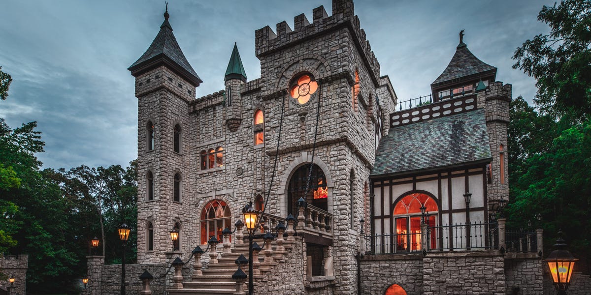 a $25 million Michigan castle, medieval Europe, its secret passageways, wooden drawbridge