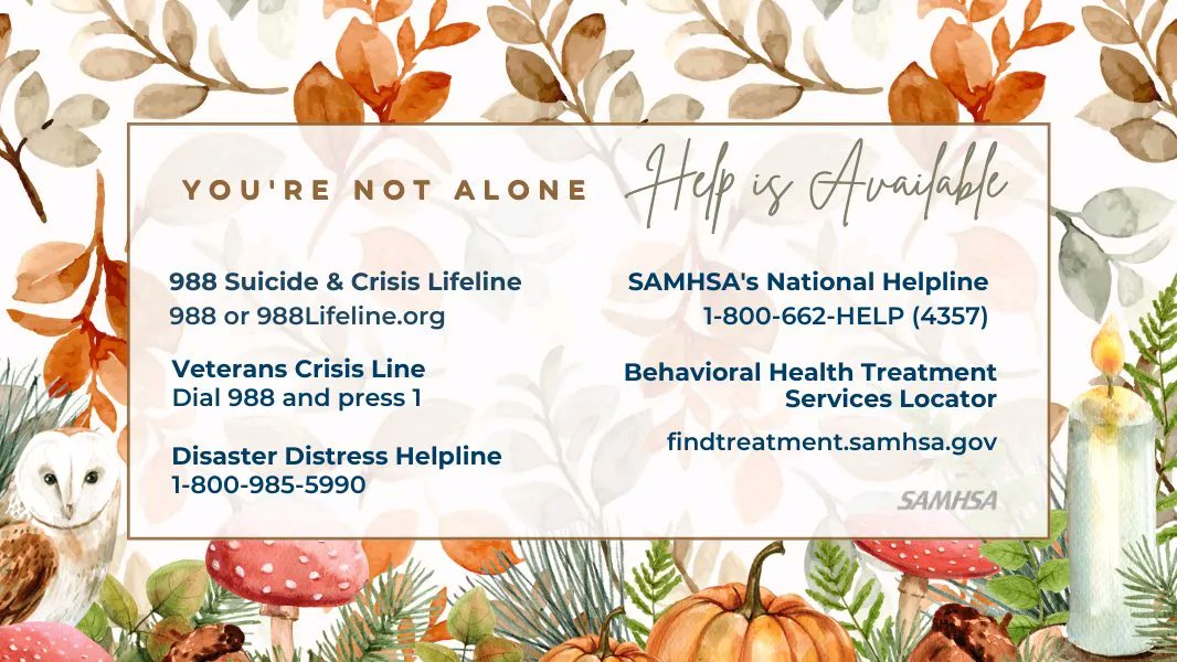 InfinityPeer's tweet image. This holiday remember:

No matter what you're going through, help is available if you or someone you love is struggling with mental health or substance use.

💛 Help yourself &amp;amp; share to help others: buff.ly/2SRi8M7