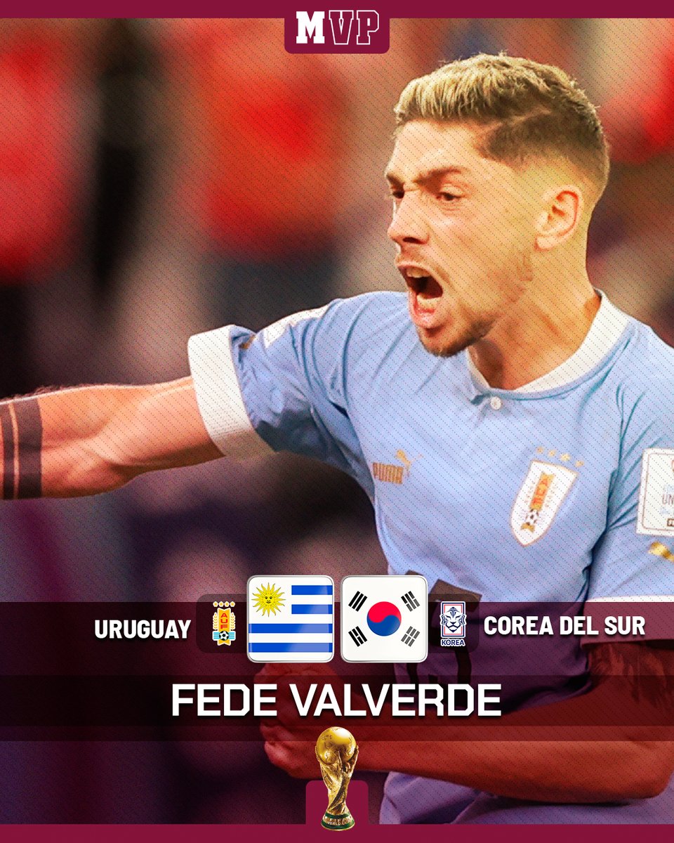 El #MARCAValuePlayer del #URU 0 - 0 #KOR lo ha elegido <a href="/Albertoflorenzo/">Alberto Fernández</a> y es...

🏅 'El Halcón', Fede Valverde

#Qatar2022