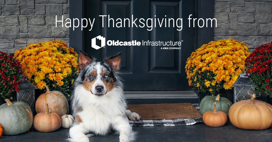 Oldcastle Infrastructure (@oldcastleinfra) on Twitter photo Happy Thanksgiving! We're wishing you a day filled with friends, family, gratitude, and lots of food.
#ThanksgivingDay2022 #GiveThanks Happy Thanksgiving! We're wishing you a day filled with friends, family, gratitude, and lots of food.
#ThanksgivingDay2022 #GiveThanks