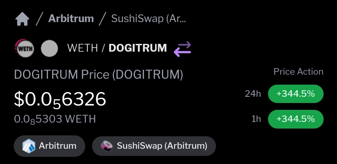 recehtuitt's tweet photo. what a smooth launch @dogitrum
340% and its x5 from listing!
LFG ๐๐๐๐๐ฅ๐ฅ๐ฅ
#Arbitrum #dogitrum https://t.co/NATljTCs9C