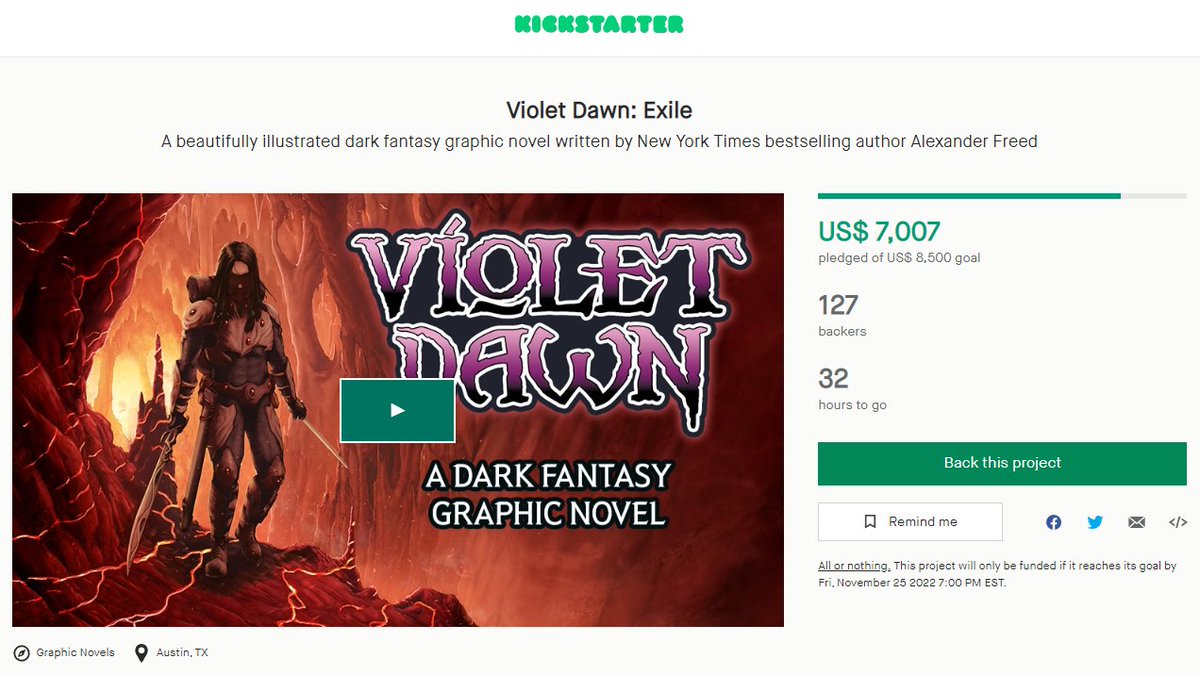 We've passed the 7k mark and have less than 1500$ to go! THANK YOU to everyone who has made a pledge! 

If you haven't, there's 32 hours left! Help us make Violet Dawn a reality now! kickstarter.com/projects/waywa…

#kickstarterreads #graphicnovel #comics