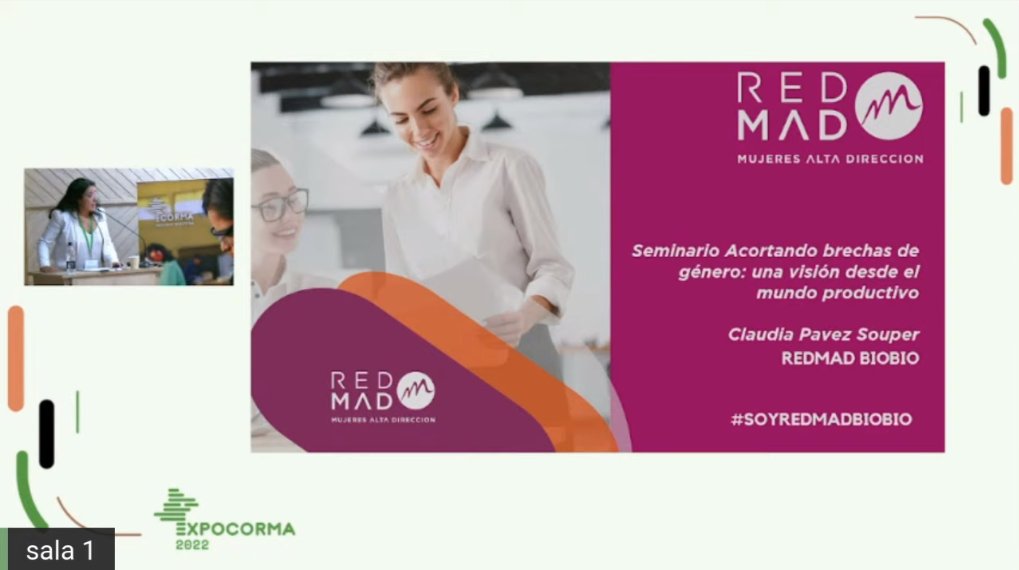 Claudia Pavez, socia, integrante del nuevo Comité Biobío y representante de #REDMAD, participó en el Seminario "Acortando brechas de género" de <a href="/expocorma/">expocorma</a>, donde expuso acerca de la misión, visión y propósito de nuestra red. 

➡️Revisa su exposición aquí: youtu.be/aSEy5sNpPhY