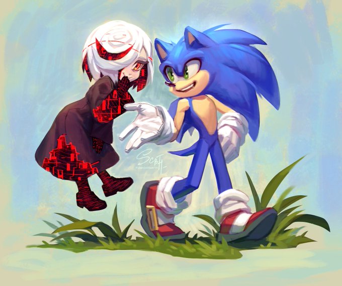 #SonicFrontiersI wanted to draw something else. Something simple. I didn't spend much time, this is another fast art. But I'm glad I drew it.I liked how on the last island, Sage and Sonic finally communicated normally. It's cute when she started sympathizing with him. 