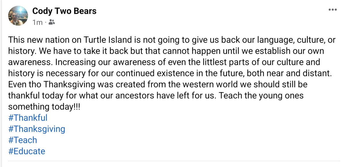 For those who are celebrating Thanksgiving today, we encourage you to do your own land acknowledgment. If you are not sure how ​​​​type in your zip code on Native Land Digital's website to see the local tribes, languages, and treaties. native-land.ca