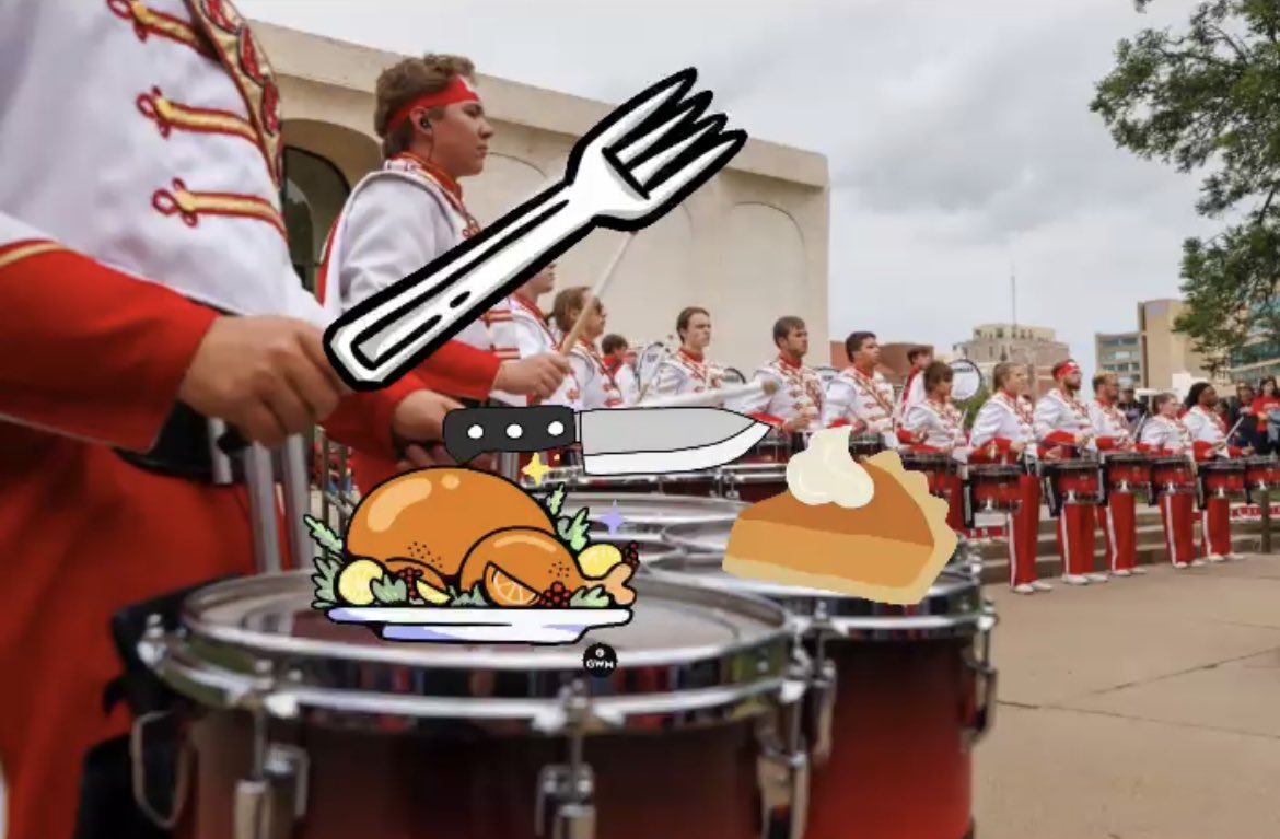 UNLQuads's tweet photo. We took the phrase “beats so clean you could eat Thanksgiving dinner off of them” a little too seriously… Happy Thanksgiving everyone!
@UNLdrumline 
@UNLBands 
@nebandalums 
@UNLincoln https://t.co/kT8fdvMatU