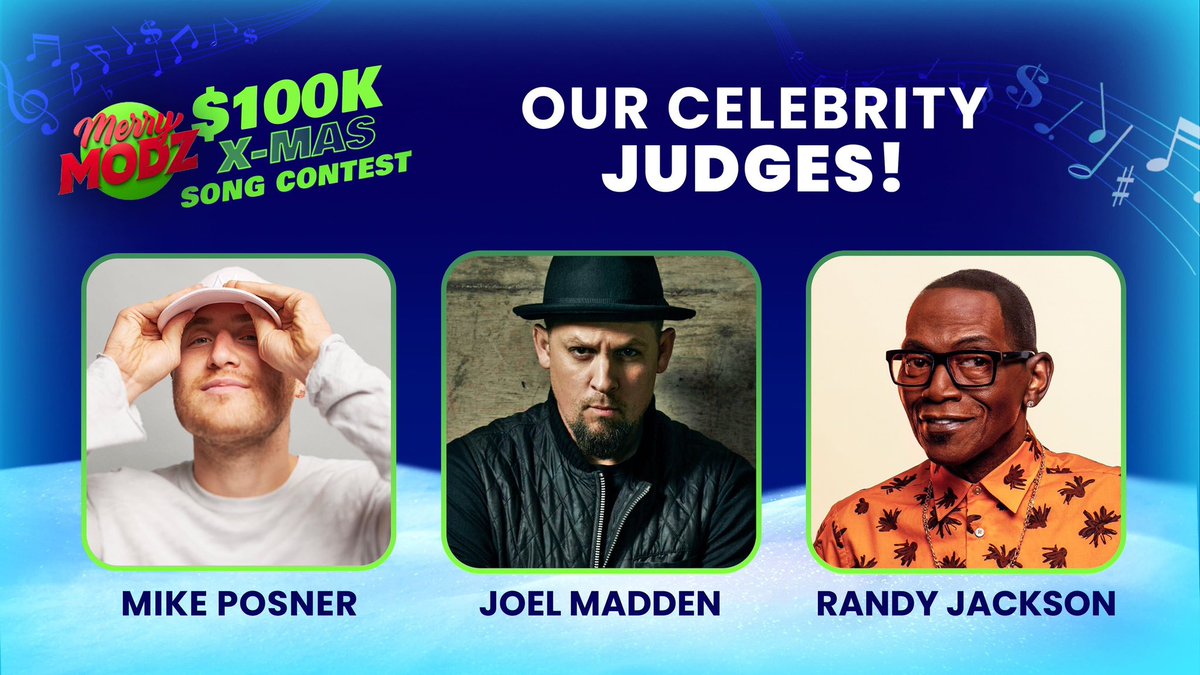 We are #Thankful for our $100,000 judges! <a href="/MikePosner/">Mike Posner</a> <a href="/JoelMadden/">ARTISTFRIENDLY</a> &amp; <a href="/YO_RANDYJACKSON/">Randy Jackson</a>! And we are #Thankful for YOU! Go VOTE NOW to pick the songs that they will judge in the finals - merrymodz.io/contest