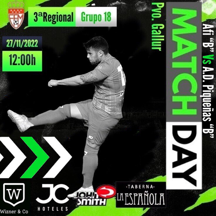 📣| 11ªJornada

🏆 3ª Regional Grupo 18
📆 27/11/2022
🕰 12:00h
🆚 A.D. Piqueñas “B”
🏟 Pvo. Gallur

Sponsor oficial <a href="/JCHoteles/">JC Hoteles</a> 

#SigamosHaciendoHistoria
#VamosPlata!!🔵🔴
#GenteValiente
#PlataAfiB