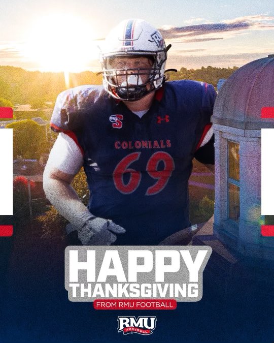 Happy Thanksgiving from the <a href="/RMU_Football/">RMU Football</a> to yours! 🍁🦃🍽️ 

🔴🔵 #ColonialCul2ur3 🔴🔵