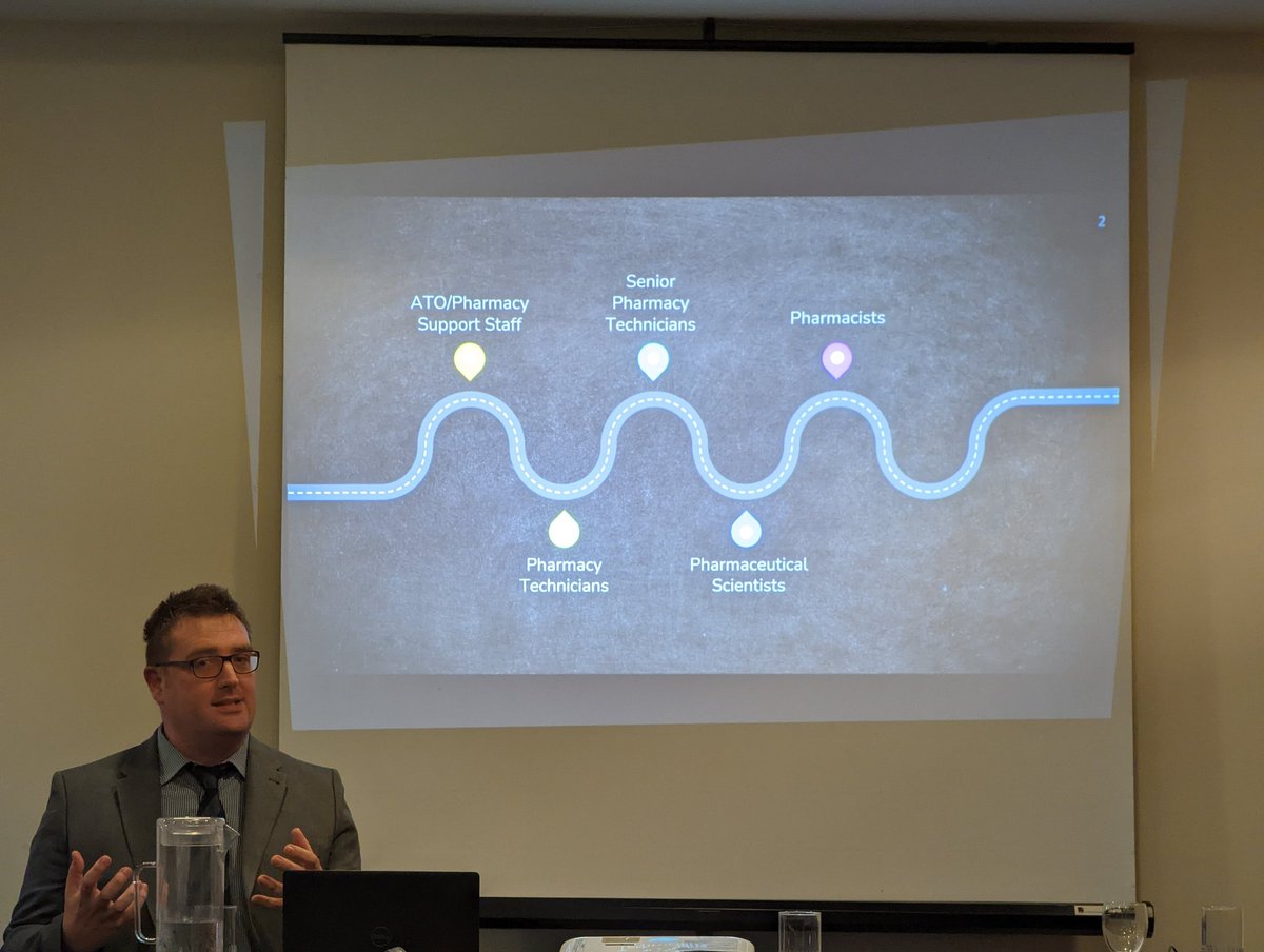 vickyPWDS's tweet photo. @PhilipJonesPWDS talking about the skill mix and opportunities for development of the Aseptic Services workforce at the @HEE_SouthPharm @PWD_South #SWEdConf22 https://t.co/n8Ub3wxkKP