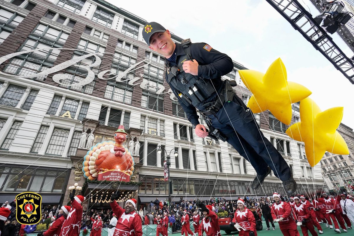 CheyennePolice's tweet photo. Is it just us, or do the Macy’s Day Thanksgiving Parade balloons get more realistic each year? 🎈

Have a safe and happy holiday, Cheyenne – we are thankful to serve and protect this great city! https://t.co/GklXEbd7dQ