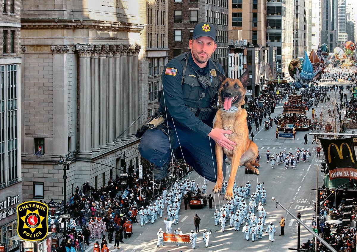 CheyennePolice's tweet photo. Is it just us, or do the Macy’s Day Thanksgiving Parade balloons get more realistic each year? 🎈

Have a safe and happy holiday, Cheyenne – we are thankful to serve and protect this great city! https://t.co/GklXEbd7dQ