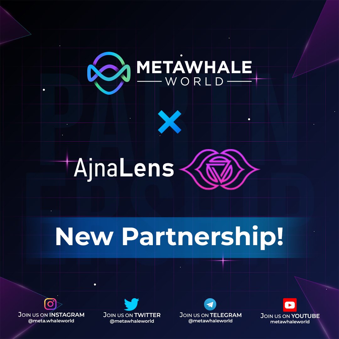 The Metawhale World team is Excited to announce that our Partnership With <a href="/ajnalens/">AjnaLens</a>

About Ajnalens:- 

AjnaLens is a Mumbai-based XR hardware and software company primarily for Defence, Enterprise and Training sectors. 

#metaverse #metawhaleworld #metawhale #nftart #nfts