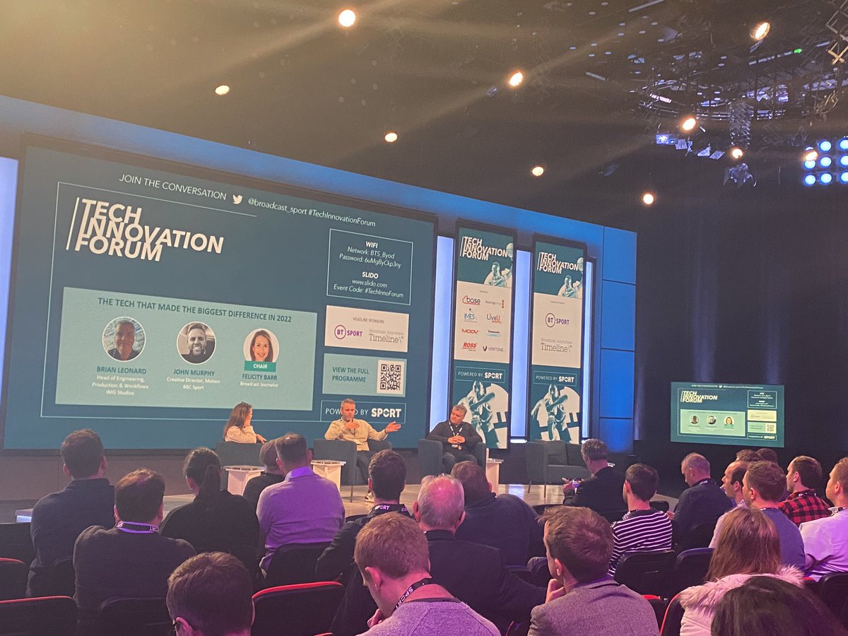 broadcast_sport's tweet photo. Our final session of the day, with @BBCSport and @IMGStudios in discussion with @FelicityBarrTV analysing the #tech that made the biggest difference this year #TechInnovationForum https://t.co/0l9byHiQ1A