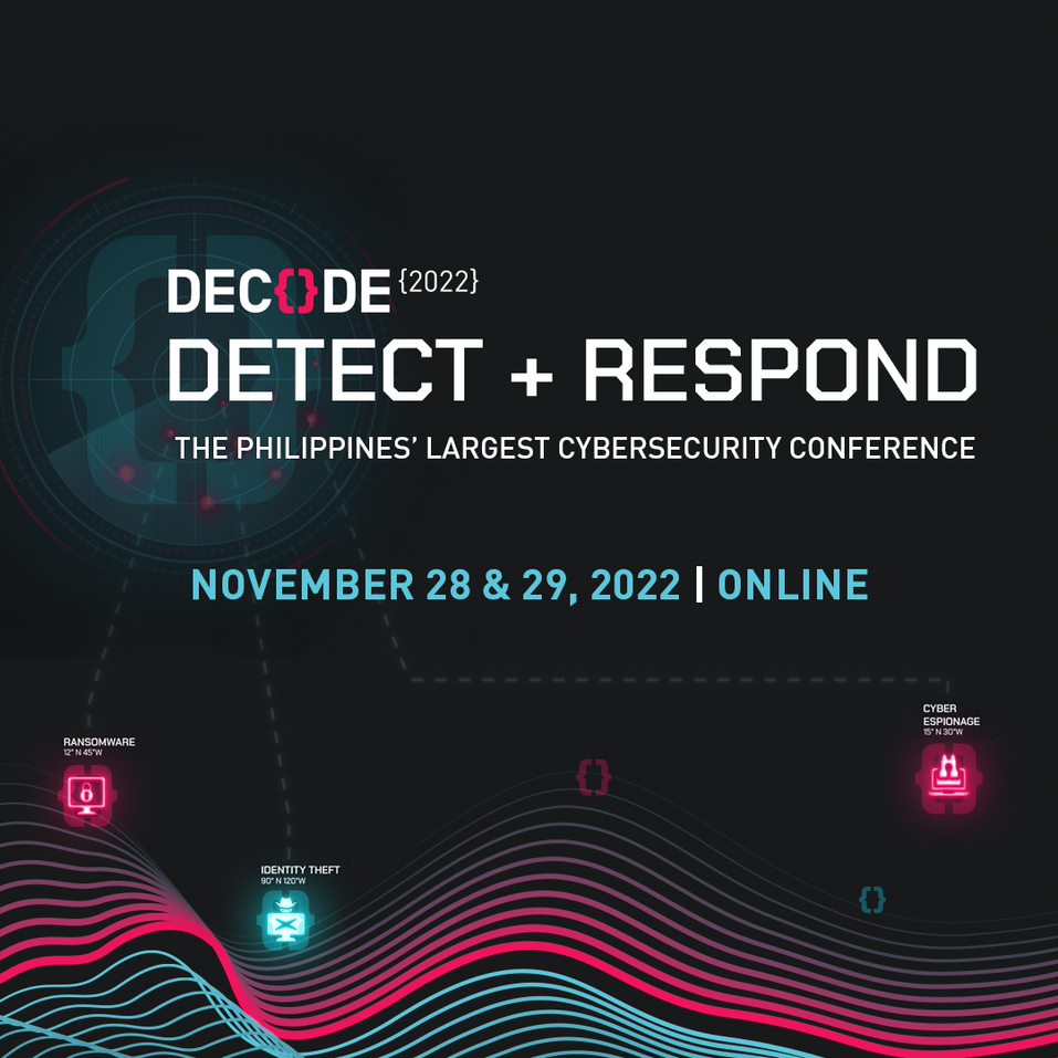 DavaoGeekHub's tweet photo. Just a few more days until DECODE 2022: Detect & Respond, Trend Micro's annual virtual cybersecurity conference.
Register for FREE now! ➡️ https://t.co/5caLPmj9gb
#Decode2022 #DecodePH2022 https://t.co/8u42SIqsD2