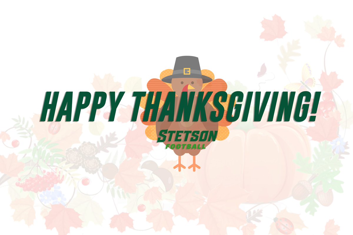 StetsonFootball's tweet photo. Happy Thanksgiving from Stetson Football!

#HatAttack https://t.co/7SK29jrLkn