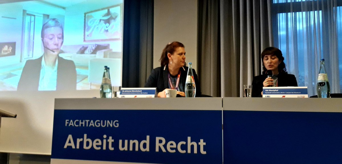 Und es geht sehr spannend weiter in Erfurt. Es diskutieren Ida Westphal @lawyers_4future Johanna Wenckebach @jo_wenckebach & Katharina von Hebel, stellv. BR-Vorsitzende Ford Werke Köln zu Gewerkschaften, Betriebsräte und #Umweltrecht: #Klimaschutz & #Arbeitsrecht zusammen denken.