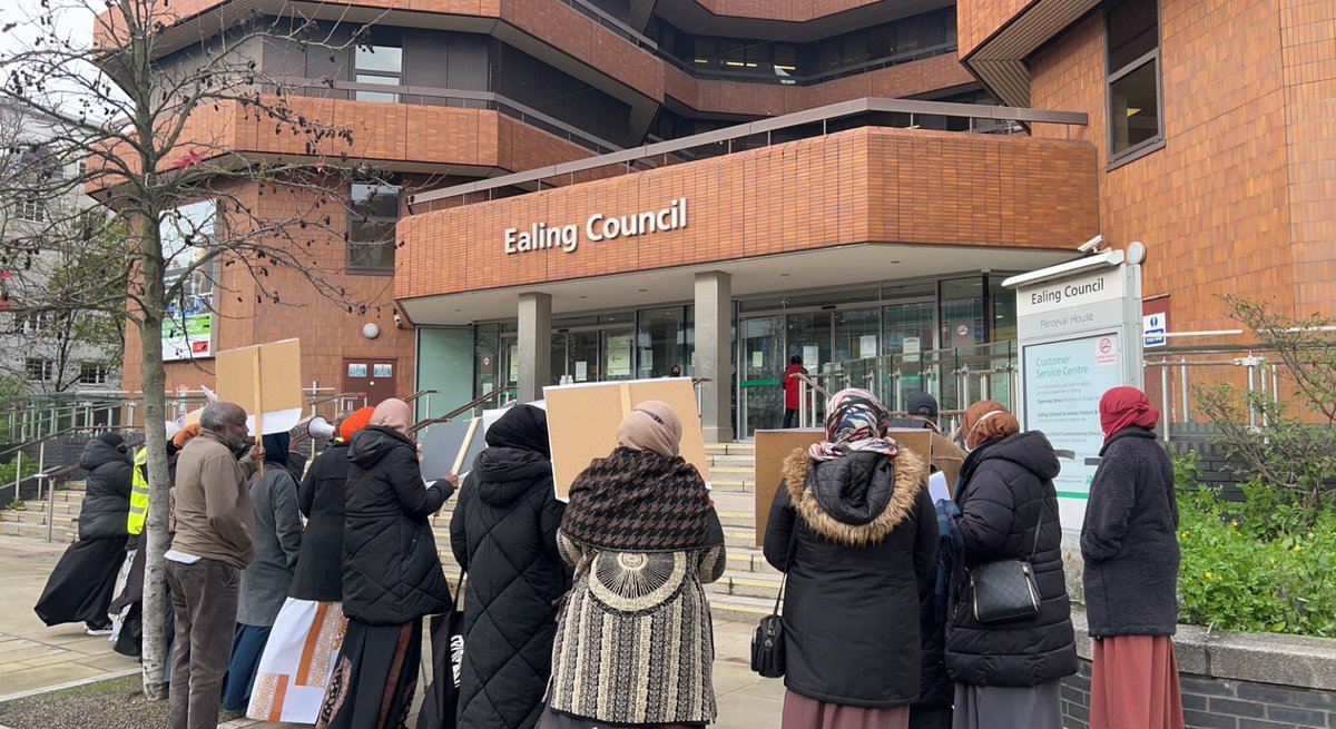 MissSafia's tweet photo. @LBC Todays peaceful protest outside Ealing Council. Families forced to stay in inadequate housing with cramped conditions. Children living in mould - to name a few. https://t.co/nJdkyLvRJW
