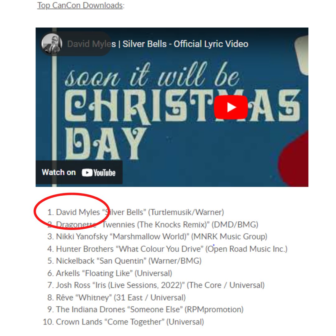 RPMpromotion's tweet photo. 🎄🎅 'Tis the season for incredible music &amp; HUGE milestones!!!! @mylesdavid's stunning work on #SilverBells 🛎 lands #1 Top CanCon Downloads AND #2 Top Download this week at @yangaroodmds!!!!!! @fyimusicnews 

https://t.co/ITAvykL5n9 https://t.co/VJCc6Mlv3X