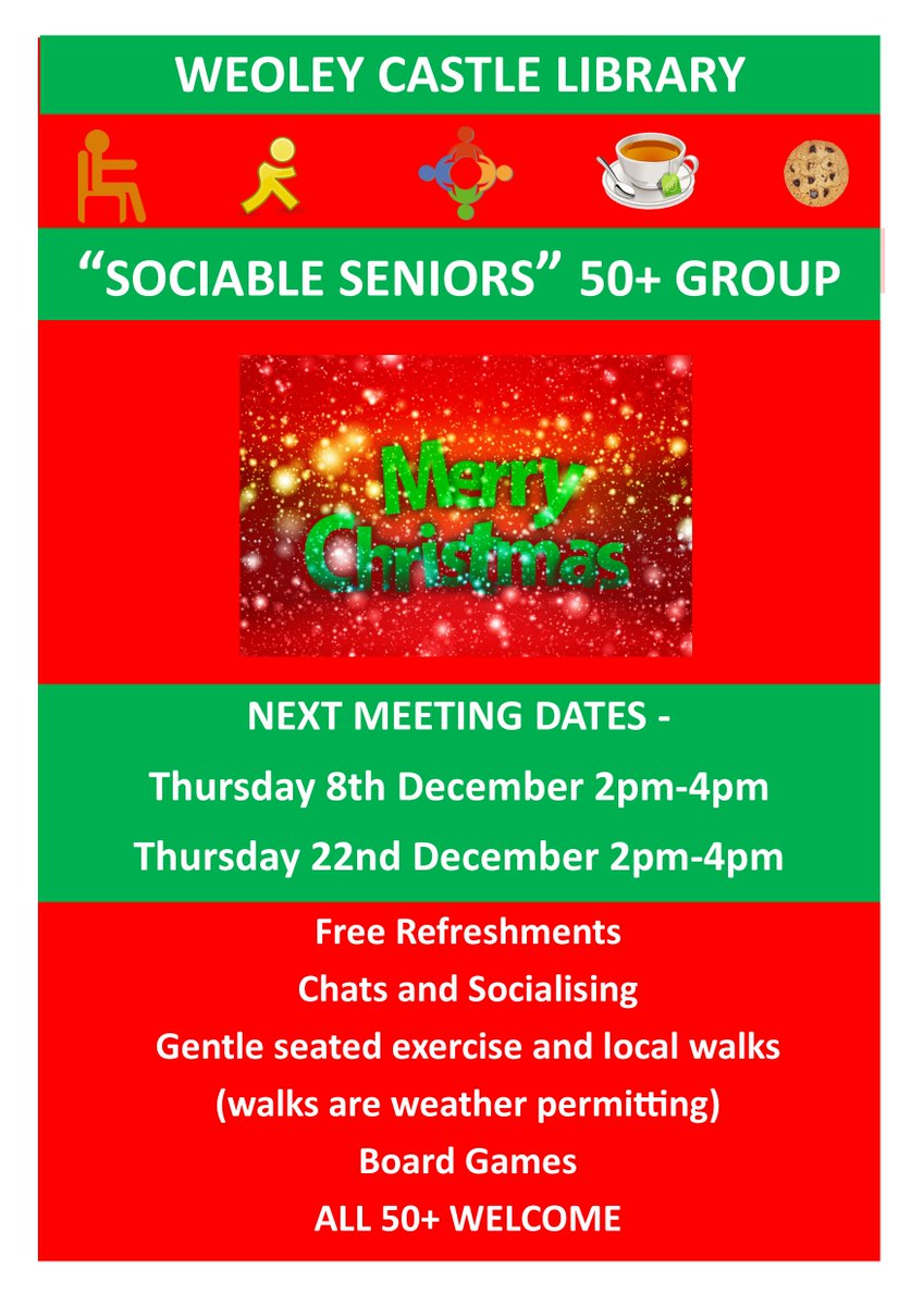 There's a festive feel to the next two Sociable Seniors 50+ group!