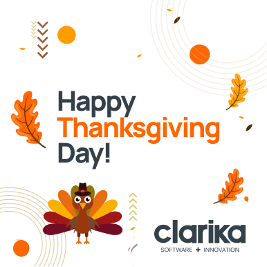 Wishing our partners a Happy Thanksgiving Day! 😊
May you enjoy the feast and the company of your family.

#thanksgiving #usa #clarikateam