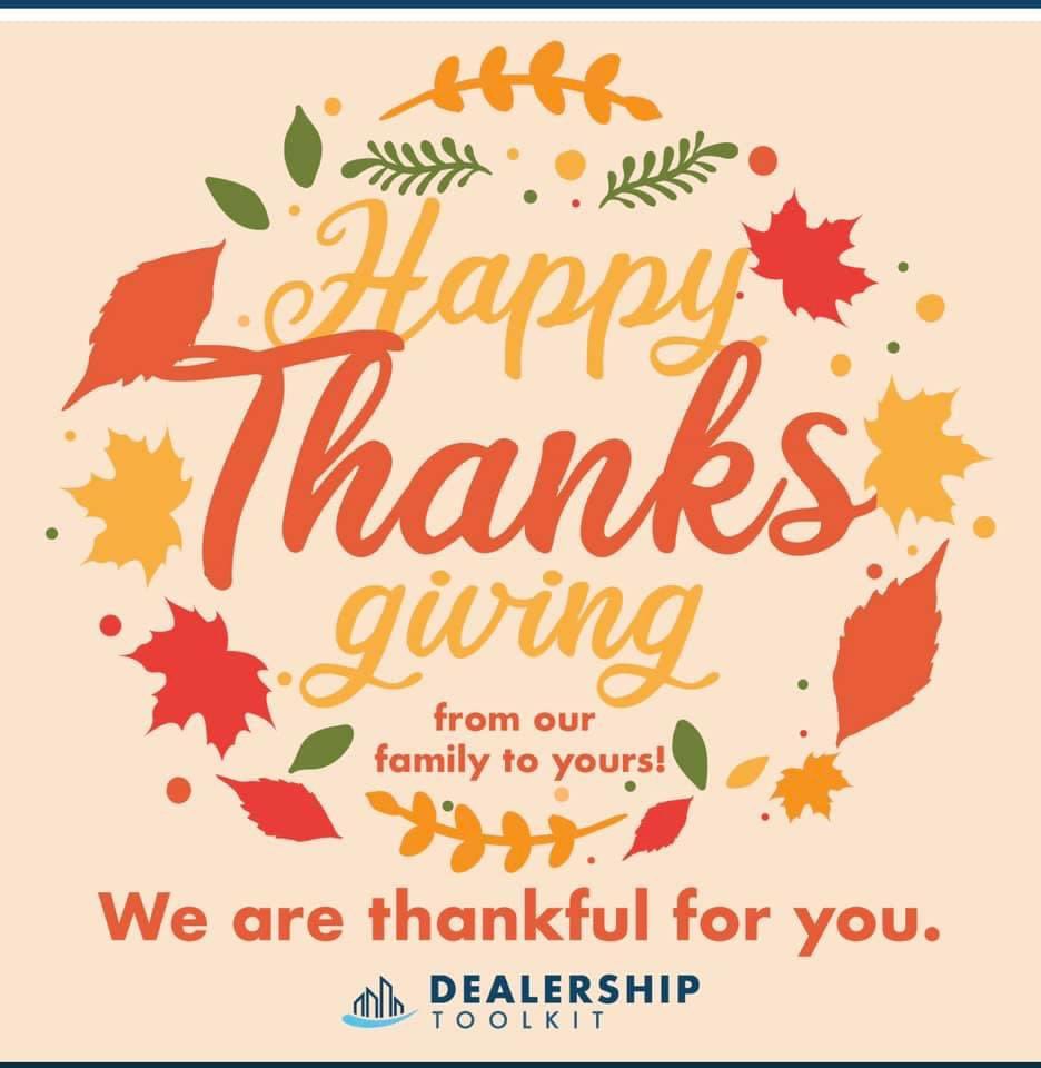 DealershipT's tweet photo. This is the time of year for sharing what you’re thankful for.  Our dealers, friends and partners are at the top of our list.

#thanksgiving2022 https://t.co/pyzPmNYYHV