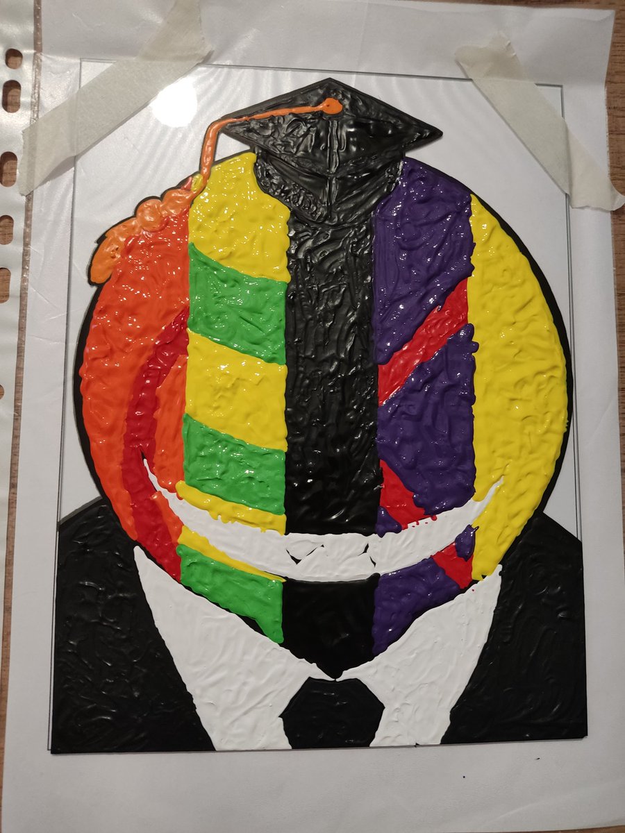 raibochu's tweet photo. Test d'un nouveau kit qui sortira début décembre ! Qui ça peut bien être ? 🤔 #glasspainting #manga #anime #assassinationclassroom #korosensei #DIY https://t.co/BQvGrUMVVT