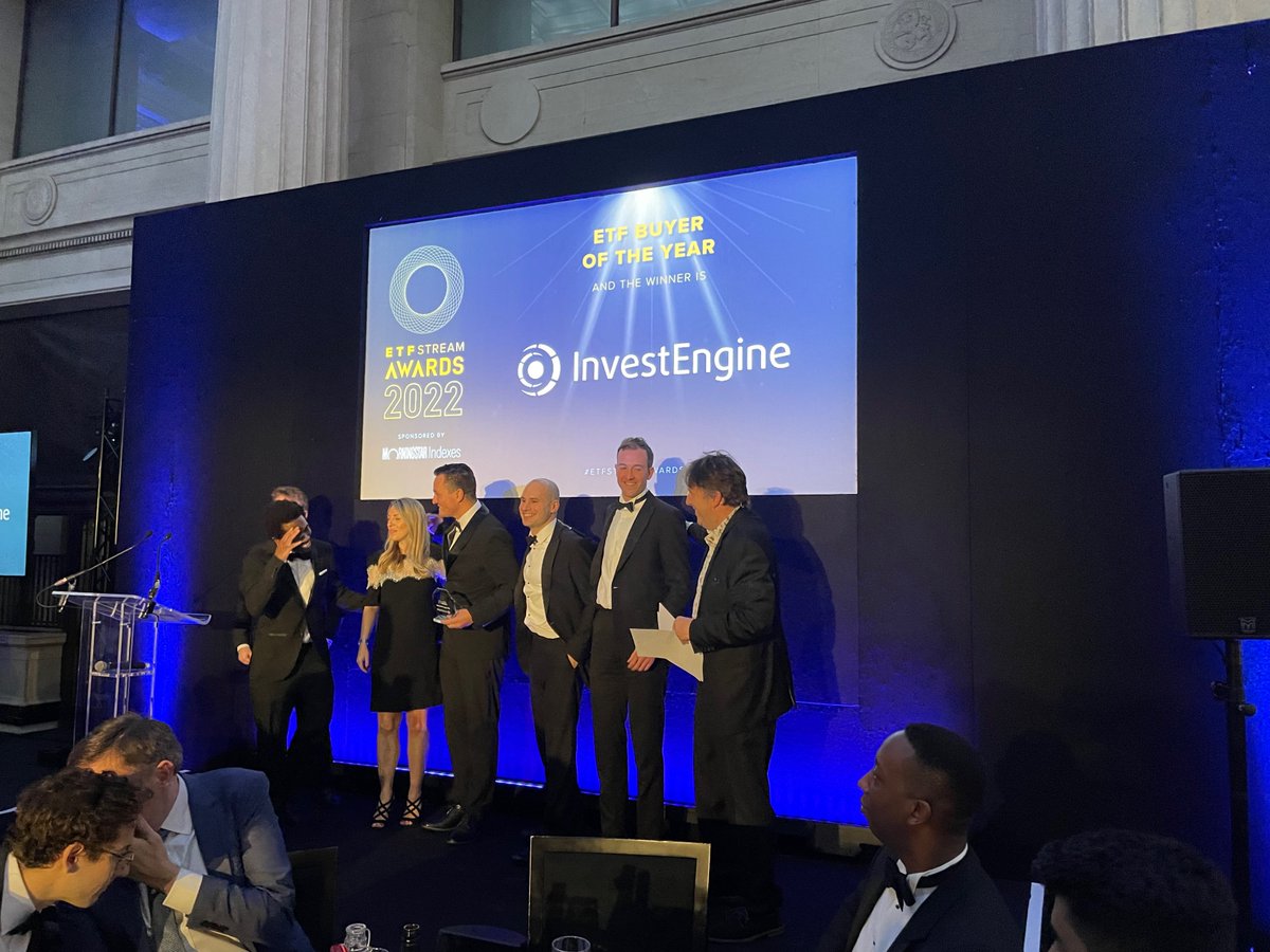 ETF_Stream's tweet photo. "ETF buyer of the year is for a firm that not only runs portfolios heavily dominated by ETFs but shows a strong commitment to the ETF industry through education. 

And the winner is... @InvestEngine

Congratulations!

#ETFStreamAwards2022" https://t.co/BajuYMIUTw