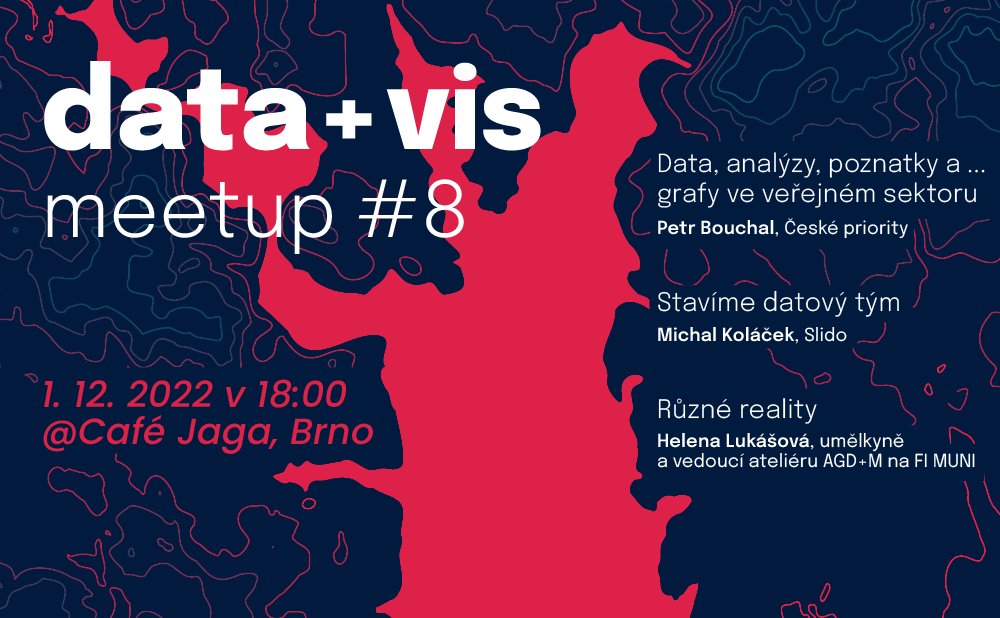 Přijďte se mrknout na náš 🍩 data+vis meetup 

Povídáme si o datech, vizualizacích, jejich komunikaci a designu.  Sdílime zkušenosti. Neformálně a u piva.
Příští čtvrtek. V Brně. 🚀

Více se dozvíte na datavismeetup.cz
