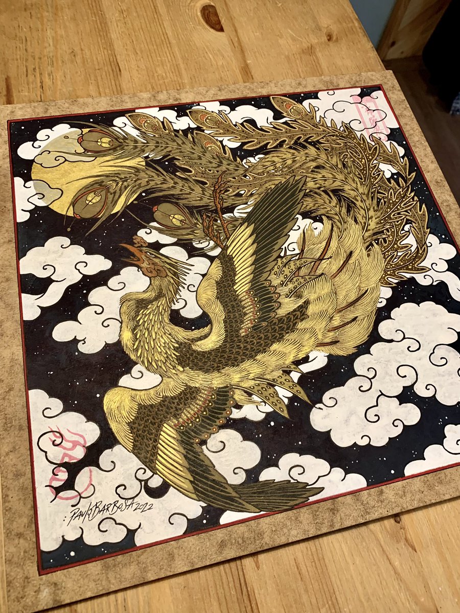 ariukenart's tweet photo. Golden Phoenix under the moonlight 🌙 https://t.co/E1FpOXinDb